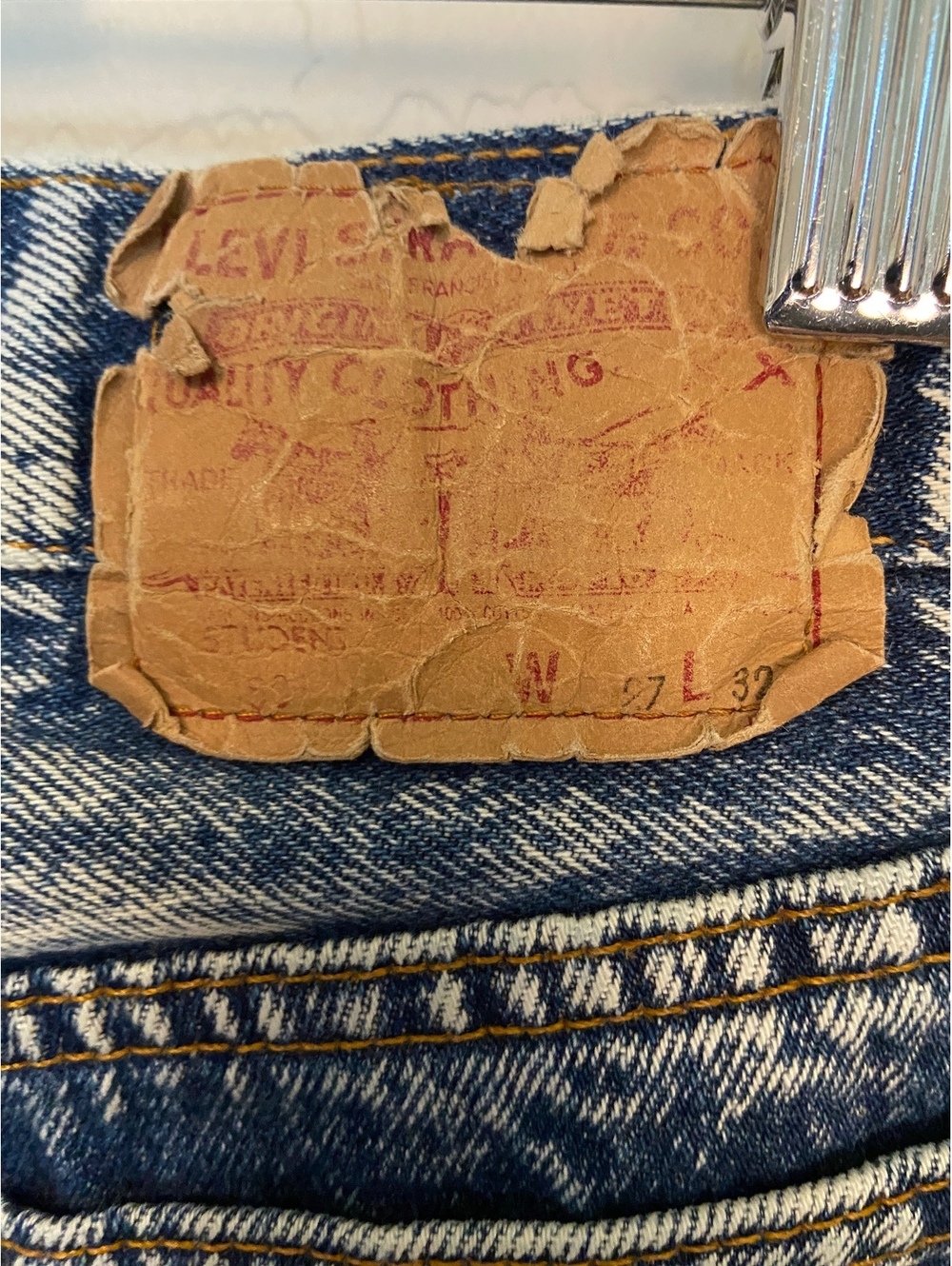 Levi's Vintage Acid Wash Jeans W27 L32 Made in USA - Picture 4 of 8